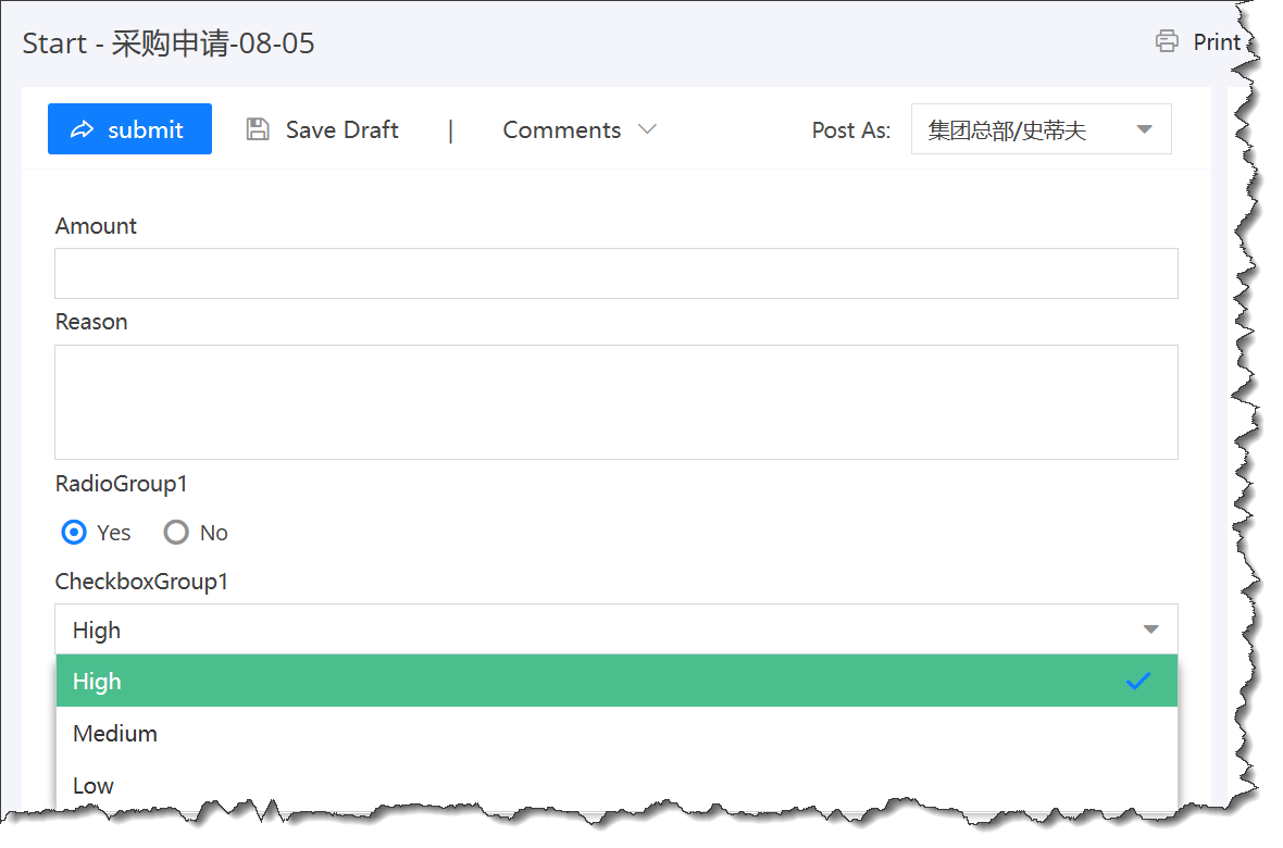 英文用户看到的选项字段名称